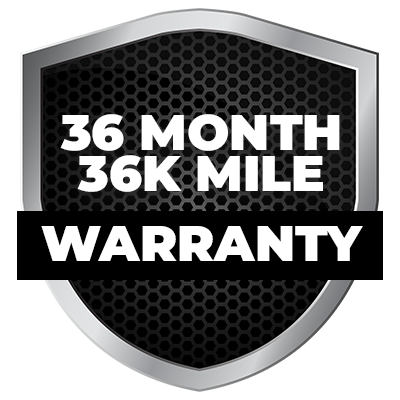 Shield icon with "36 MONTH 36K MILE WARRANTY" text.